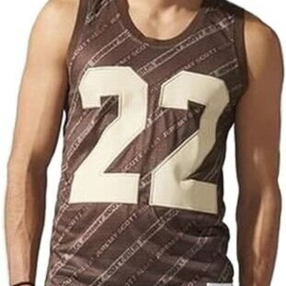 Adidas Jeremy Scott Men's Stripe Logo Brown Tank Top Size Medium S07147 - Picture 3 of 3